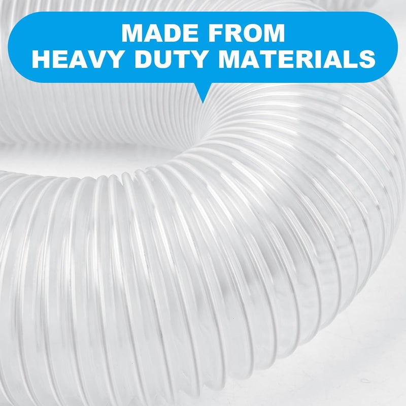 Elecoman 2 1/2" x 50' Heavy PVC Dust Collection Hose,Flexible Clear Debris and Fume Collection Hose with Stainless Steel Hose Clamps for Dust Collectors with 2 1/2" Ports, Ideal for Shop Vacuums - Image 5